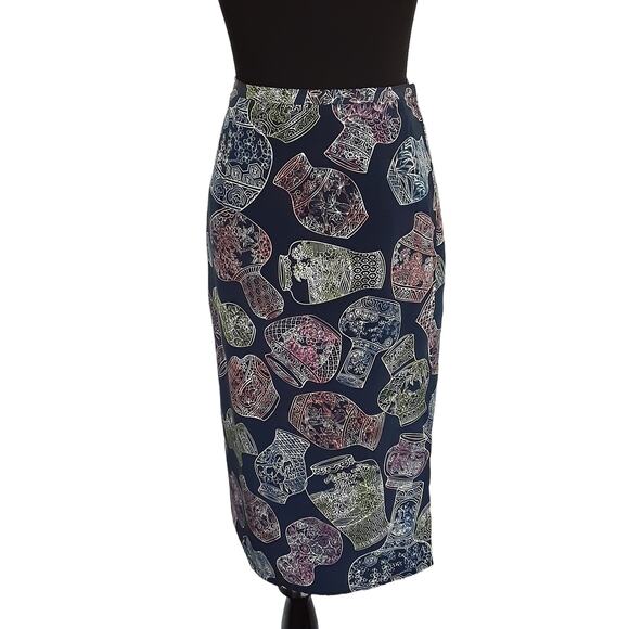 Diane Von Furstenberg Wrap Skirt 100% Silk Midi Pencil Skirt Cloisonné S Vintage - Picture 3 of 11
